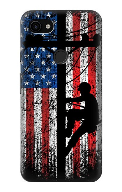 S3803 Electrician Lineman American Flag Case For Google Pixel 3a XL