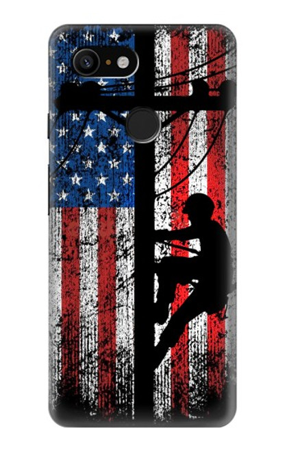 S3803 Electrician Lineman American Flag Case For Google Pixel 3