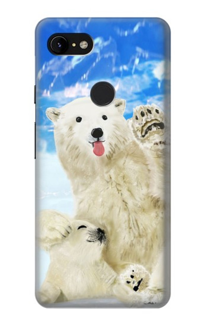 S3794 Arctic Polar Bear in Love with Seal Paint Case For Google Pixel 3 XL