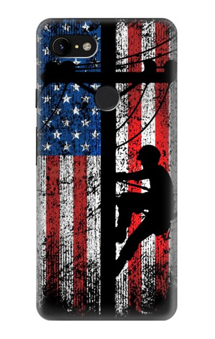 S3803 Electrician Lineman American Flag Case For Google Pixel 3 XL