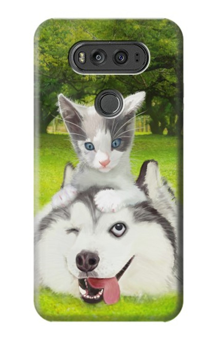 S3795 Grumpy Kitten Cat Playful Siberian Husky Dog Paint Case For LG V20