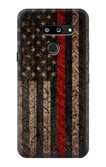 S3804 Fire Fighter Metal Red Line Flag Graphic Case For LG G8 ThinQ