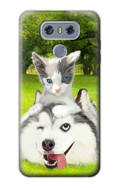 S3795 Grumpy Kitten Cat Playful Siberian Husky Dog Paint Case For LG G6
