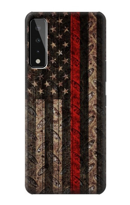 S3804 Fire Fighter Metal Red Line Flag Graphic Case For LG Stylo 7 5G