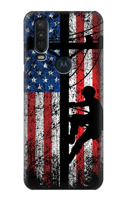 S3803 Electrician Lineman American Flag Case For Motorola One Action (Moto P40 Power)