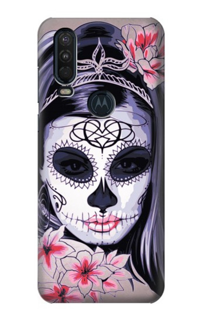 S3821 Sugar Skull Steam Punk Girl Gothic Case For Motorola One Action (Moto P40 Power)