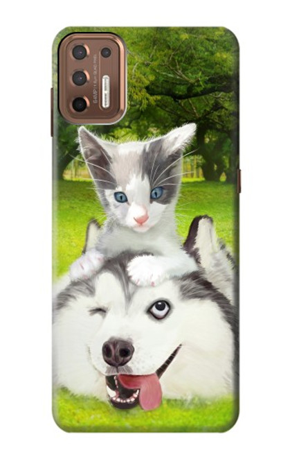 S3795 Grumpy Kitten Cat Playful Siberian Husky Dog Paint Case For Motorola Moto G9 Plus