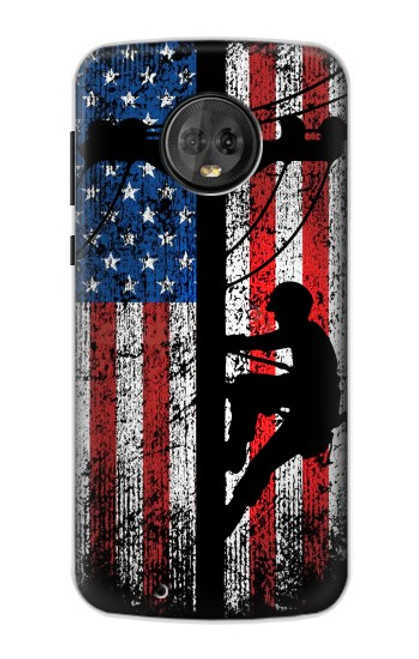 S3803 Electrician Lineman American Flag Case For Motorola Moto G6