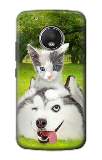 S3795 Grumpy Kitten Cat Playful Siberian Husky Dog Paint Case For Motorola Moto G5 Plus