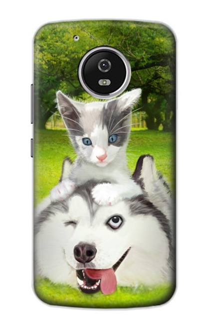 S3795 Grumpy Kitten Cat Playful Siberian Husky Dog Paint Case For Motorola Moto G5