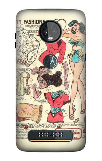 S3820 Vintage Cowgirl Fashion Paper Doll Case For Motorola Moto Z3, Z3 Play