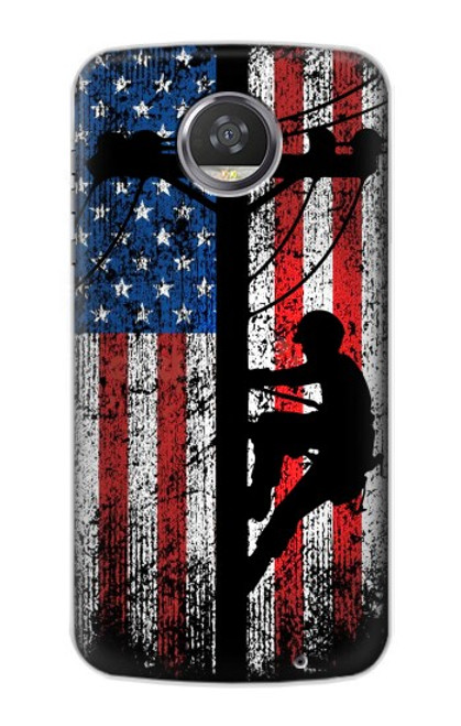 S3803 Electrician Lineman American Flag Case For Motorola Moto Z2 Play, Z2 Force