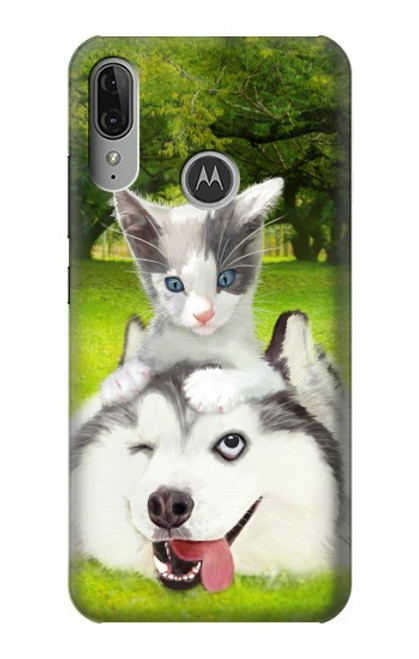 S3795 Grumpy Kitten Cat Playful Siberian Husky Dog Paint Case For Motorola Moto E6 Plus, Moto E6s