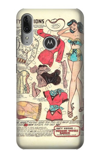 S3820 Vintage Cowgirl Fashion Paper Doll Case For Motorola Moto E6 Plus, Moto E6s