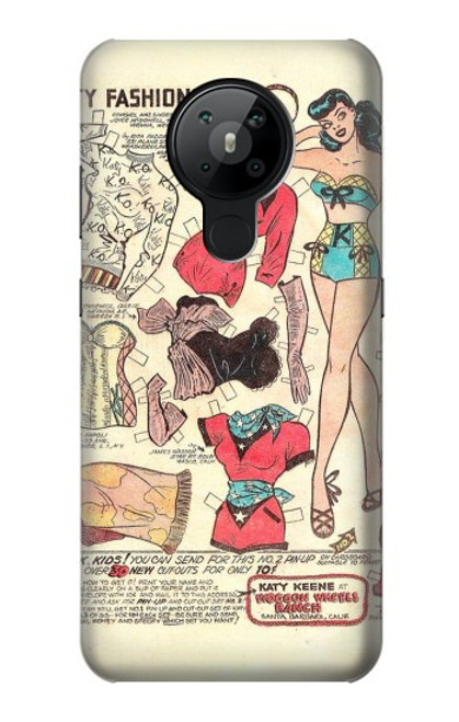 S3820 Vintage Cowgirl Fashion Paper Doll Case For Nokia 5.3