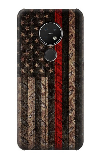 S3804 Fire Fighter Metal Red Line Flag Graphic Case For Nokia 7.2