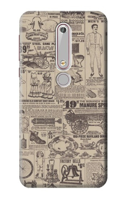 S3819 Retro Vintage Paper Case For Nokia 6.1, Nokia 6 2018