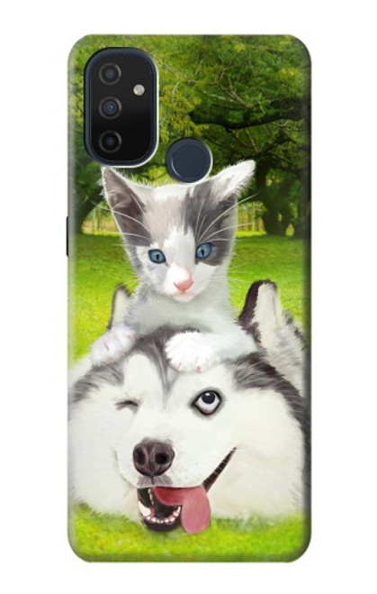 S3795 Grumpy Kitten Cat Playful Siberian Husky Dog Paint Case For OnePlus Nord N100