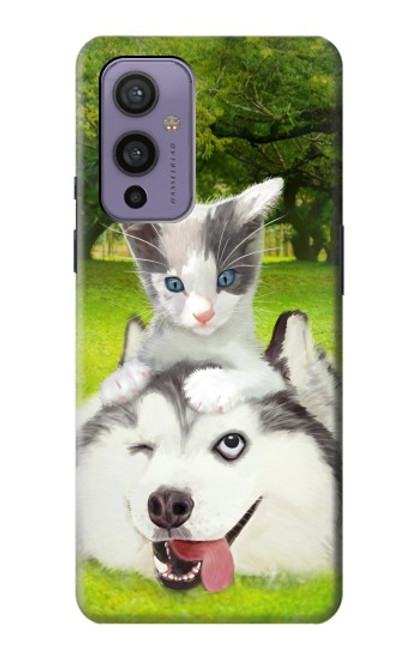 S3795 Grumpy Kitten Cat Playful Siberian Husky Dog Paint Case For OnePlus 9