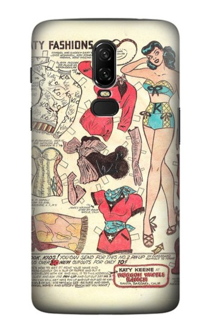 S3820 Vintage Cowgirl Fashion Paper Doll Case For OnePlus 6