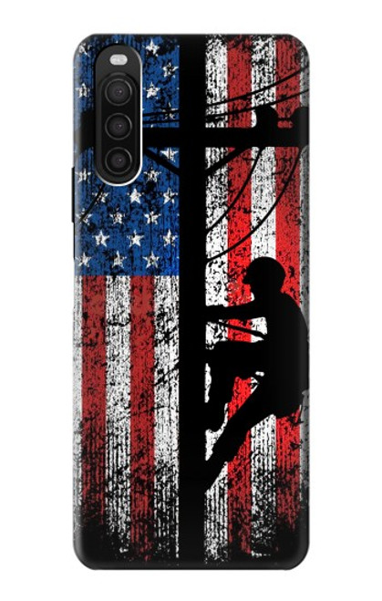 S3803 Electrician Lineman American Flag Case For Sony Xperia 10 III