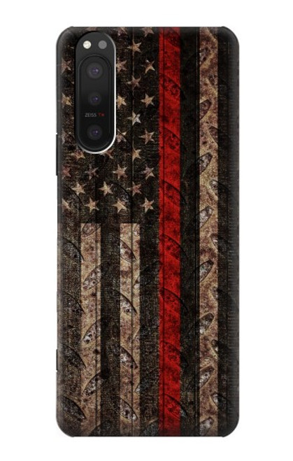 S3804 Fire Fighter Metal Red Line Flag Graphic Case For Sony Xperia 5 II