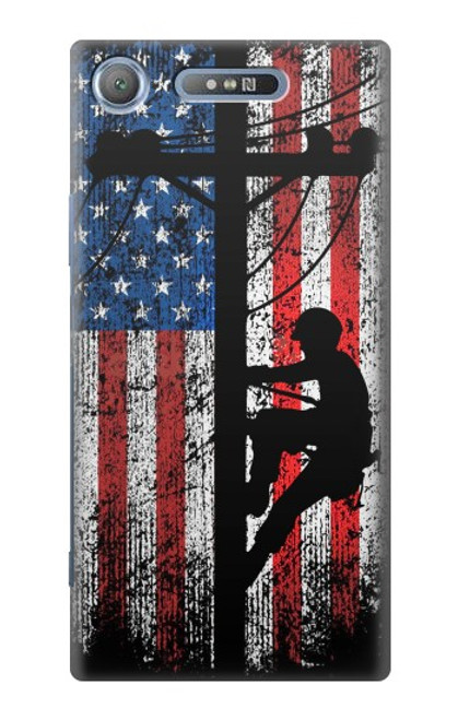 S3803 Electrician Lineman American Flag Case For Sony Xperia XZ1
