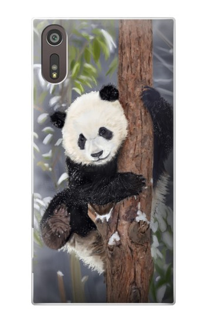 S3793 Cute Baby Panda Snow Painting Case For Sony Xperia XZ
