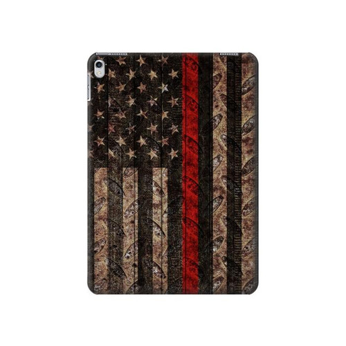 S3804 Fire Fighter Metal Red Line Flag Graphic Hard Case For iPad Air 2, iPad 9.7 (2017,2018), iPad 6, iPad 5