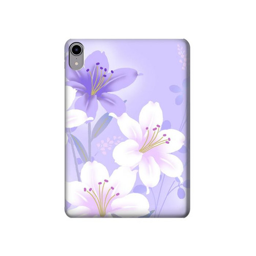 S2361 Purple White Flowers Hard Case For iPad mini 6 7, iPad mini (2021,2024)