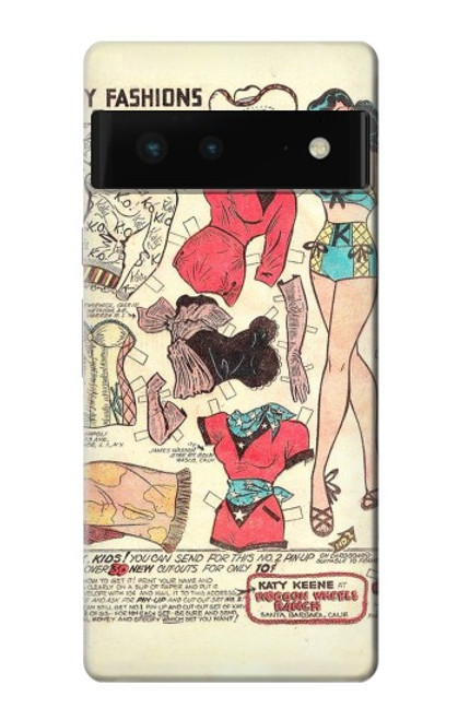 S3820 Vintage Cowgirl Fashion Paper Doll Case For Google Pixel 6