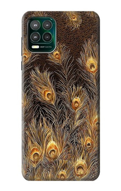 S3691 Gold Peacock Feather Case For Motorola Moto G Stylus 5G