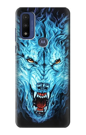 S0752 Blue Fire Grim Wolf Case For Motorola G Pure