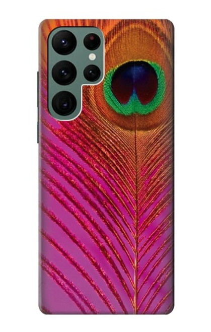 S3201 Pink Peacock Feather Case For Samsung Galaxy S22 Ultra