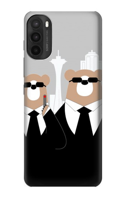 S3557 Bear in Black Suit Case For Motorola Moto G71 5G