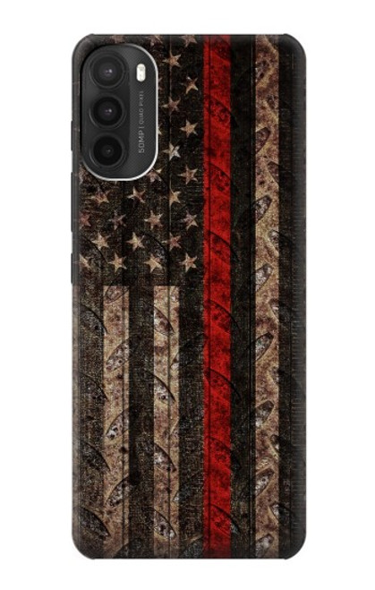 S3804 Fire Fighter Metal Red Line Flag Graphic Case For Motorola Moto G71 5G