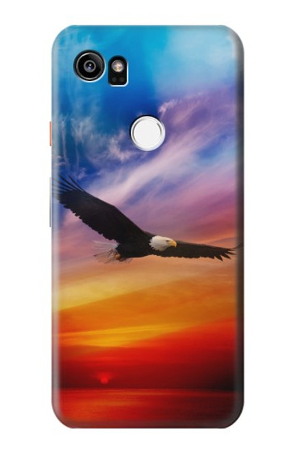 S3841 Bald Eagle Flying Colorful Sky Case For Google Pixel 2 XL