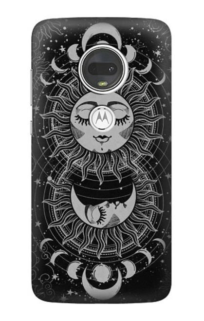 S3854 Mystical Sun Face Crescent Moon Case For Motorola Moto G7, Moto G7 Plus