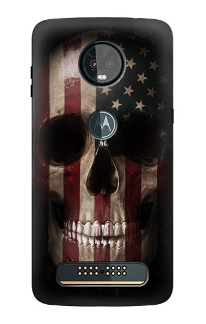 S3850 American Flag Skull Case For Motorola Moto Z3, Z3 Play