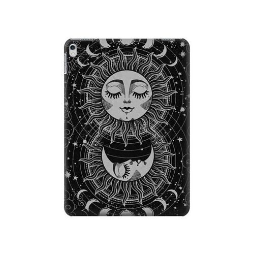 S3854 Mystical Sun Face Crescent Moon Hard Case For iPad Air 2, iPad 9.7 (2017,2018), iPad 6, iPad 5