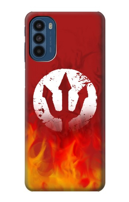 S2803 Fire Red Devil Spear Symbol Case For Motorola Moto G41