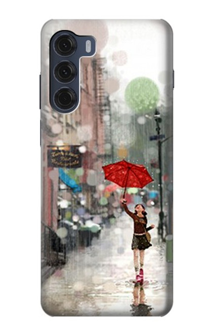 S0108 Girl in The Rain Case For Motorola Moto G200 5G