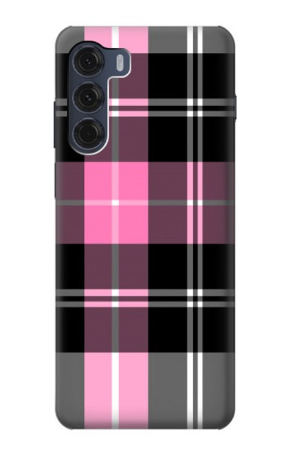 S3091 Pink Plaid Pattern Case For Motorola Moto G200 5G