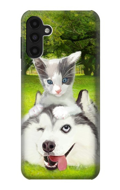 S3795 Kitten Cat Playful Siberian Husky Dog Paint Case For Samsung Galaxy A13 4G