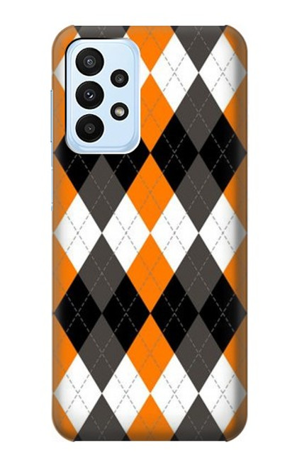 S3421 Black Orange White Argyle Plaid Case For Samsung Galaxy A23