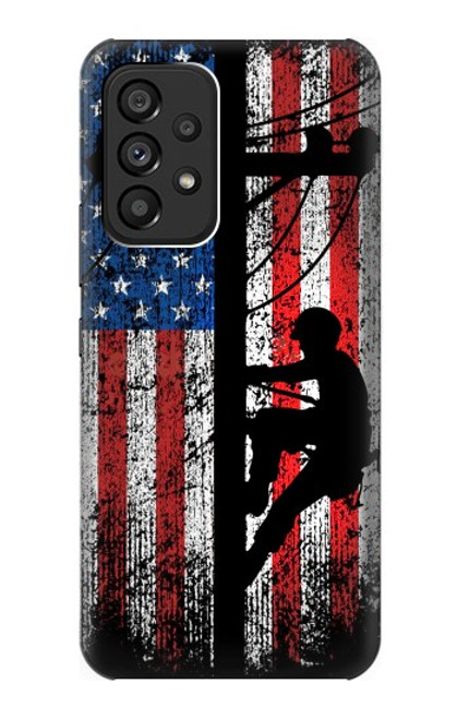 S3803 Electrician Lineman American Flag Case For Samsung Galaxy A53 5G