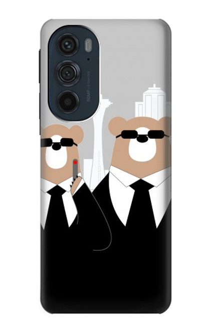 S3557 Bear in Black Suit Case For Motorola Edge 30 Pro