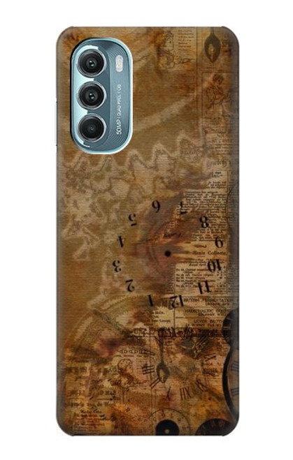 S3456 Vintage Paper Clock Steampunk Case For Motorola Moto G Stylus 5G (2022)