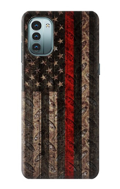 S3804 Fire Fighter Metal Red Line Flag Graphic Case For Nokia G11, G21