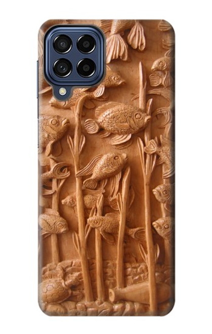 S1307 Fish Wood Carving Graphic Printed Case For Samsung Galaxy M53